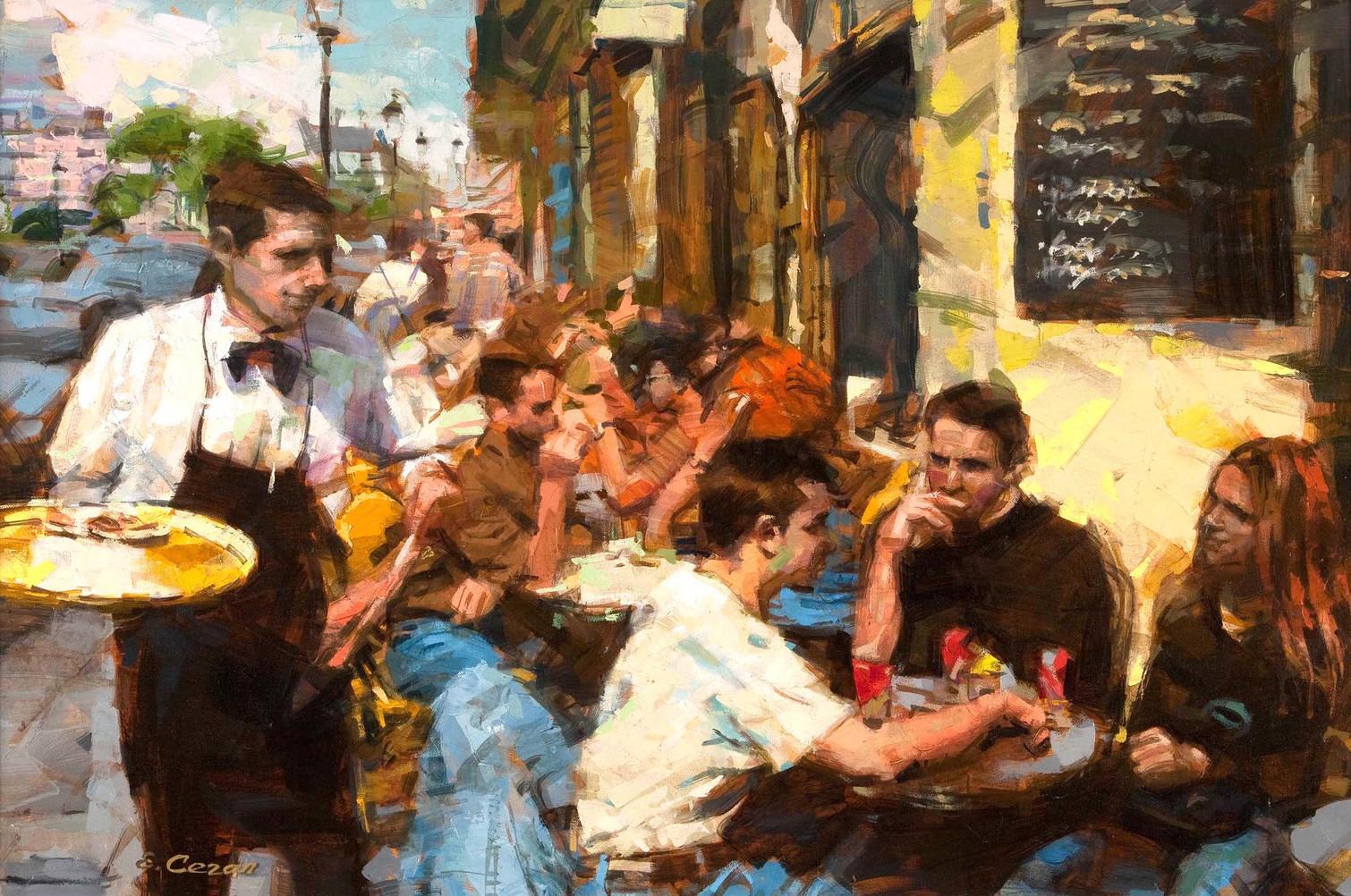 Oil Painting 'Cafe Scene' by Eugene Segal 1