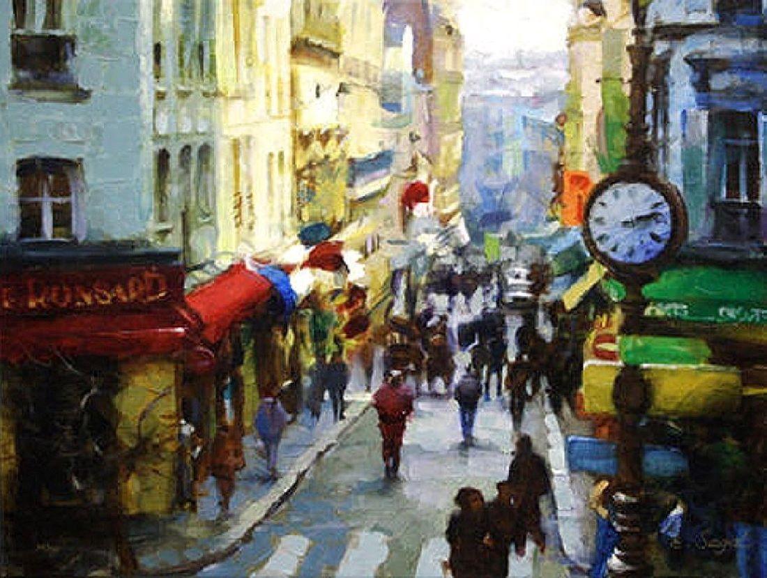 Eugene Segal Portrait Print - "City Life" Signed, Limited Edition Giclee on Canvas, 34/50