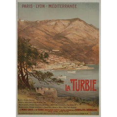 Antique Belle Époque poster by Bourgeois Paris-Lyon-Méditerranée (PLM) railway La Turbie