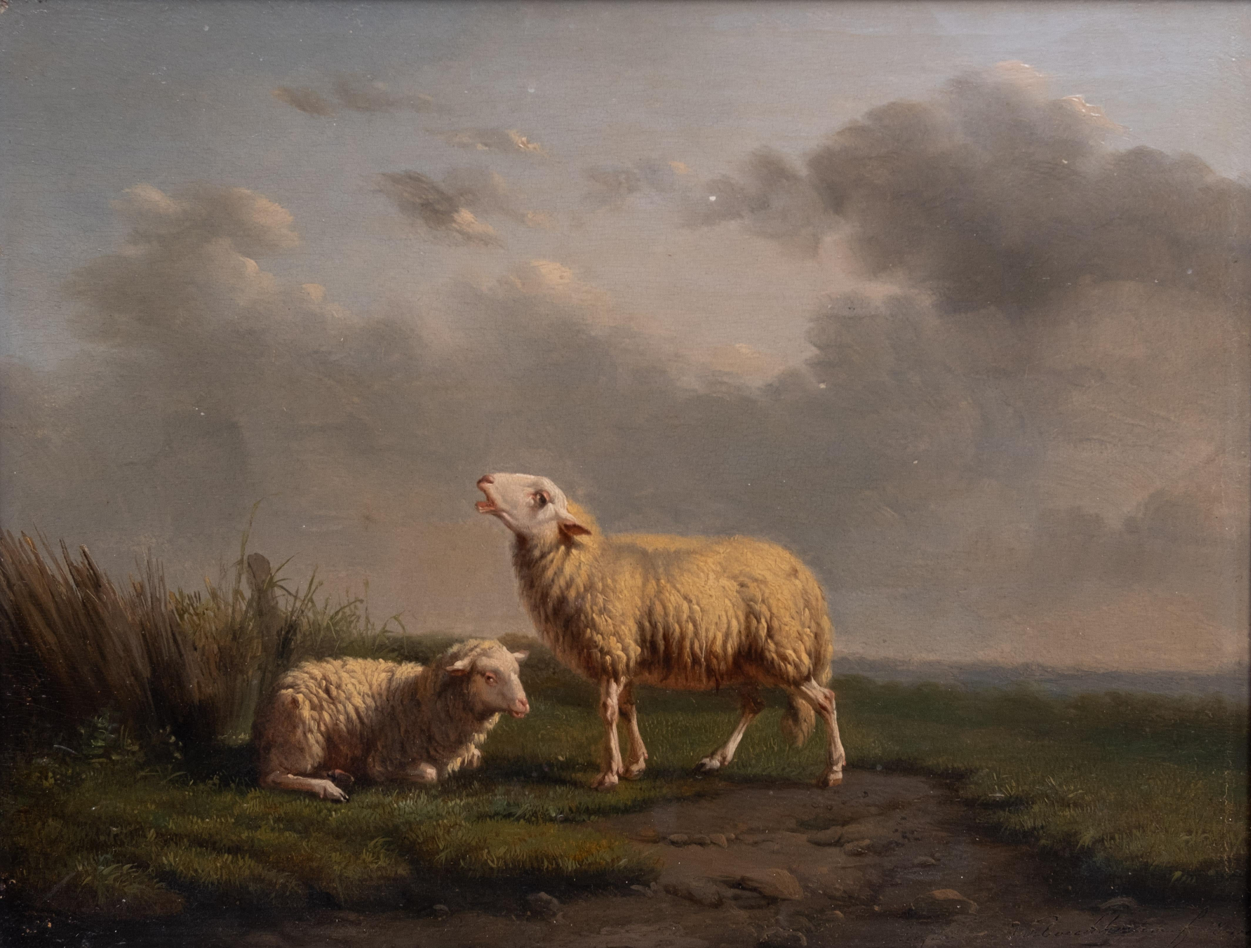 Vente Peinture à l'huile sur panneau d'acajou Eugène Joseph Verboeckhoven
Warneton (Belgique) 1798-1881 Schaarbeek (Belgique).
Cette peinture de deux moutons est très bien exécutée par l'artiste. 
signé dans le coin inférieur droit . Eugène