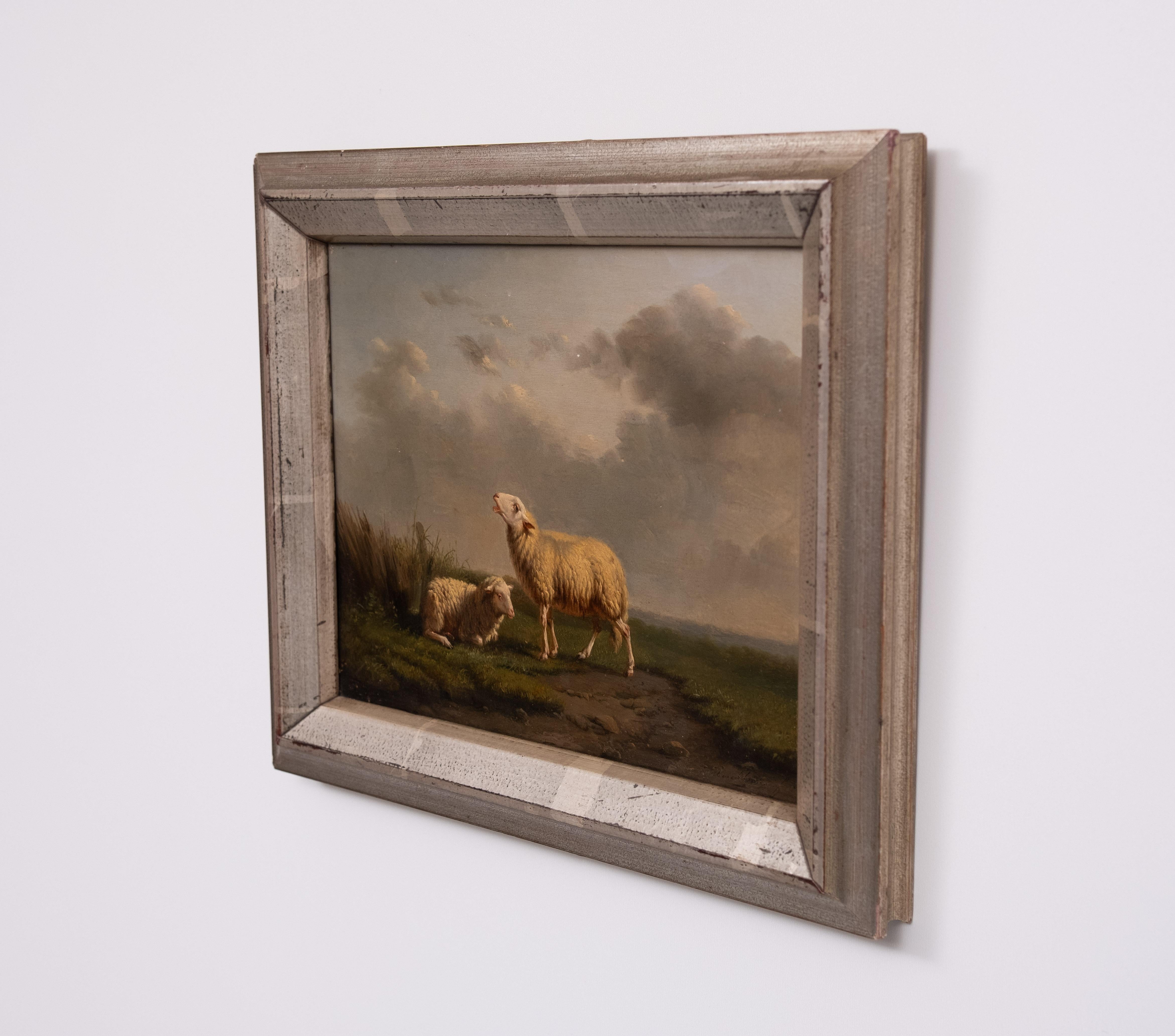 Belge Eugène Verboeckhoven  Huile sur panneau   1844 en vente
