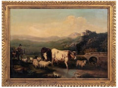 D'après Eugene Verboeckhoven "Passing the Brook" Huile
