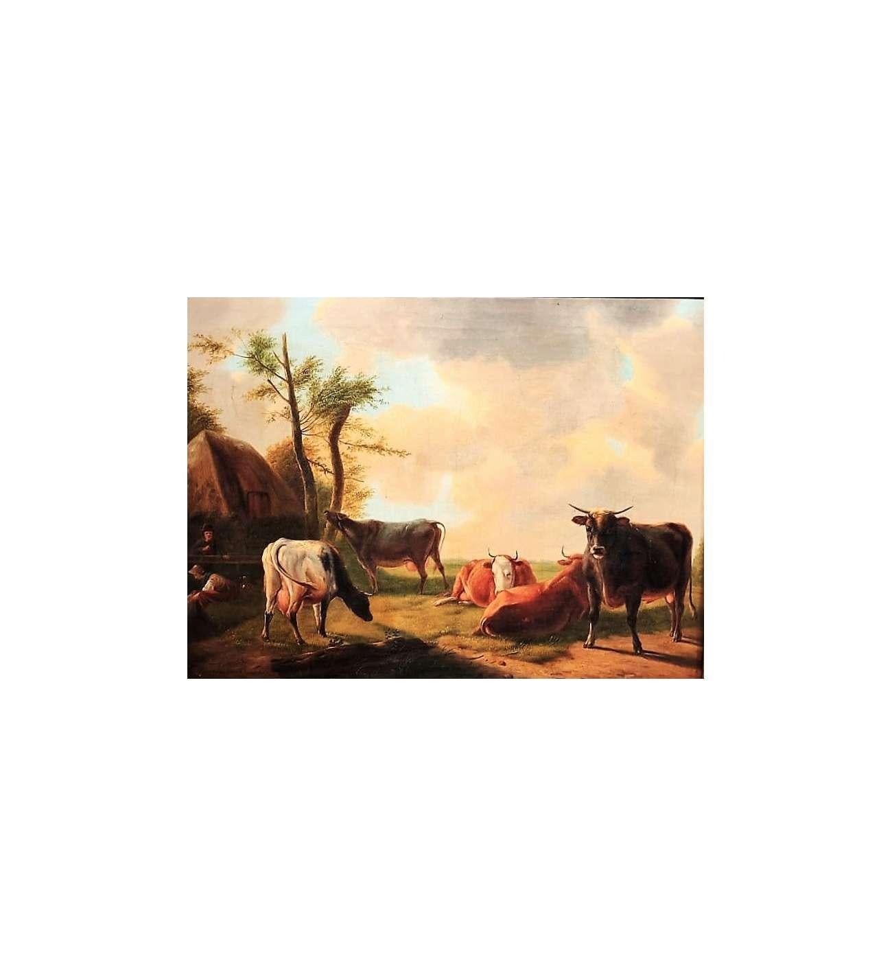 Le mucche nel prato di E. Verboeckhoven - Painting Realismo di Eugène Verboeckhoven