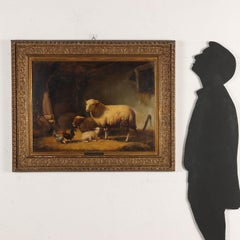 Gemälde von Eugène Verboeckhoven In der Scheune, 1857