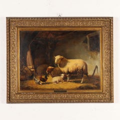 Dipinto di Eugène Verboeckhoven Nell' ovile, 1857