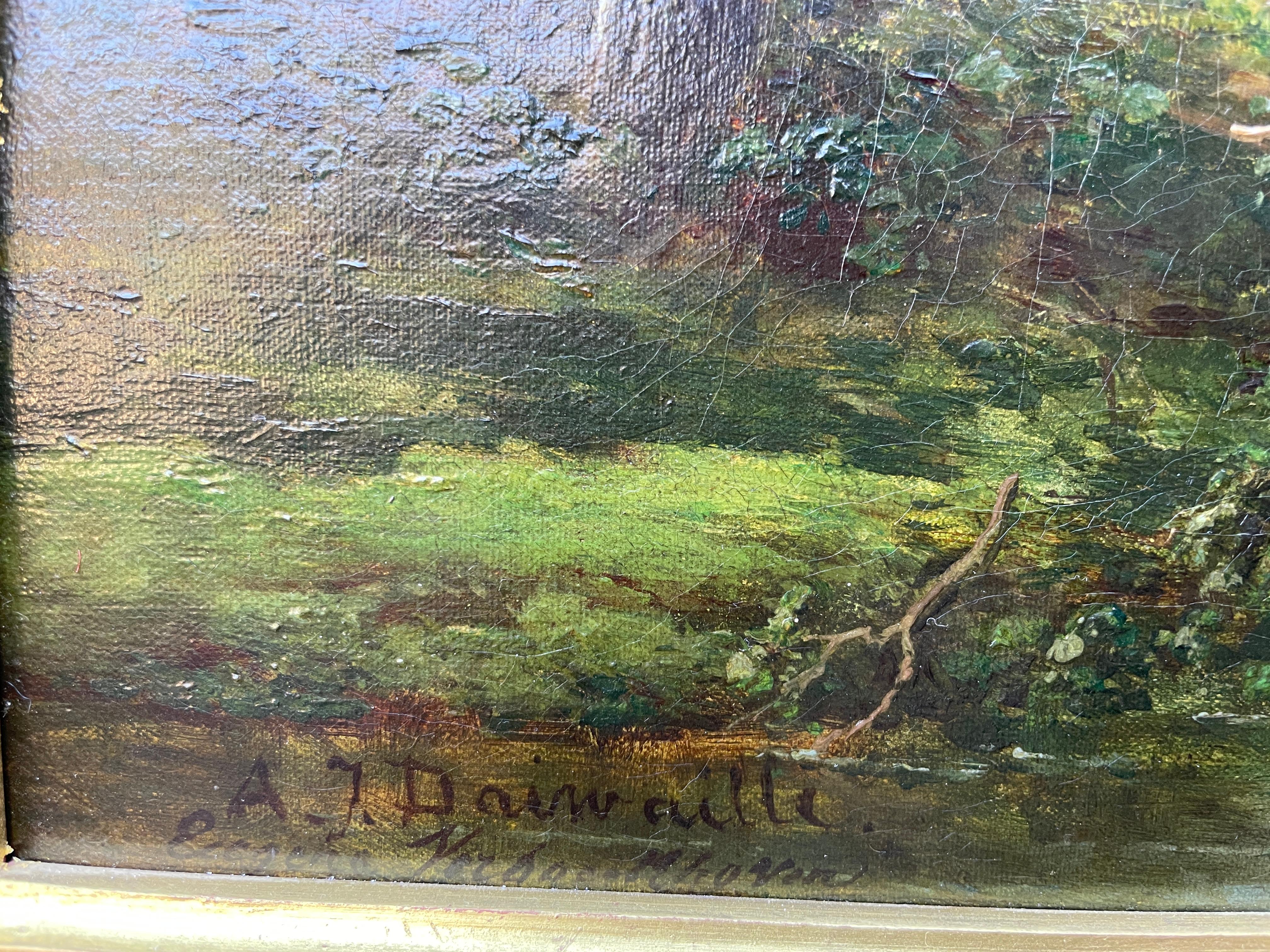 Öl auf Leinwand von Eugene Verboeckhoven (1796-1881) & Alexander Daiwaille (1818-1888) Landschaft mit Rindern und Schafen auf einem Feldweg.

Von beiden Künstlern signiert.

Leinwandgröße: 22