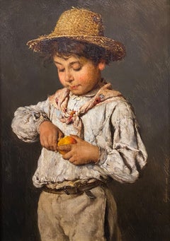 Portrait of a Boy Peeling Fruit