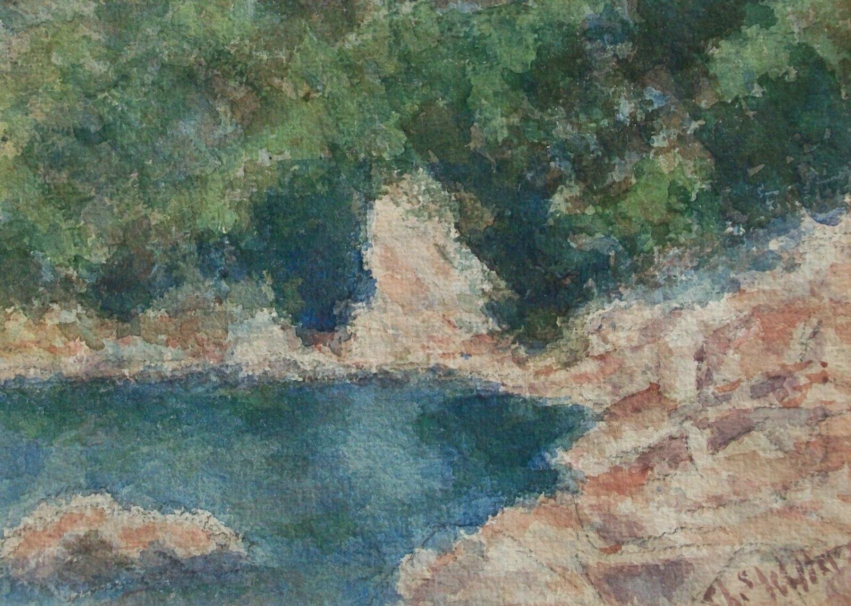 Romantic Eugene White, Impressionist Watercolor Landscape Painting, USA, 20th Century For Sale