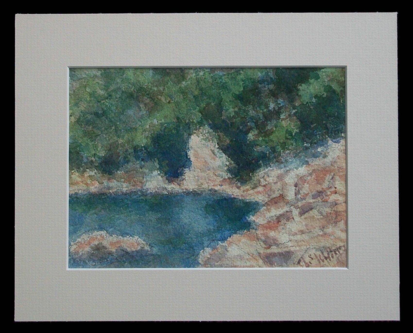 Eugene White, Impressionist Watercolor Landscape Painting, USA, 20th Century In Good Condition For Sale In Chatham, ON