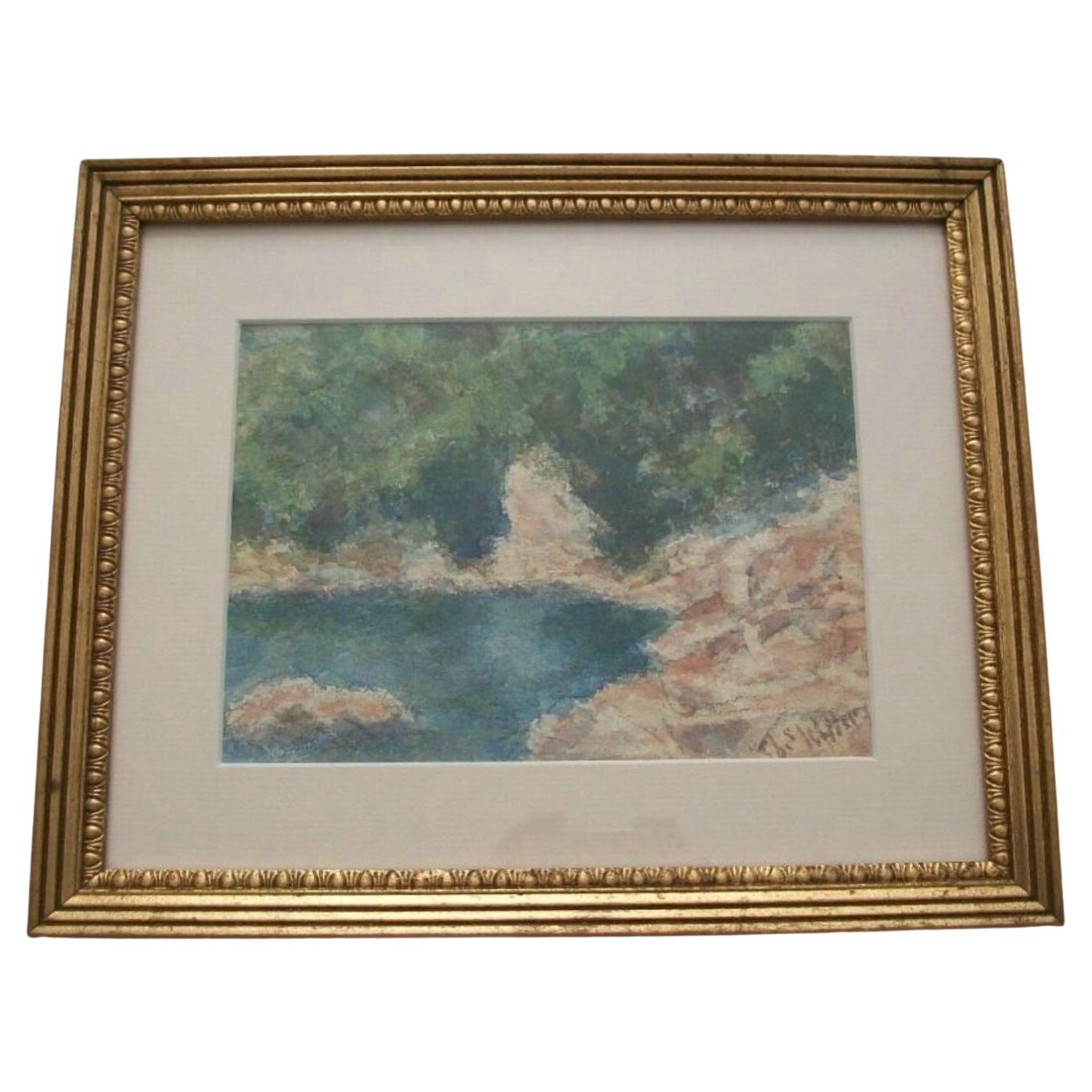 Eugene White, Impressionist Watercolor Landscape Painting, USA, 20th Century For Sale