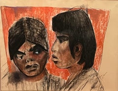 "Two Heads" Watercolor by Eugenia Francis Baker McComas 1954