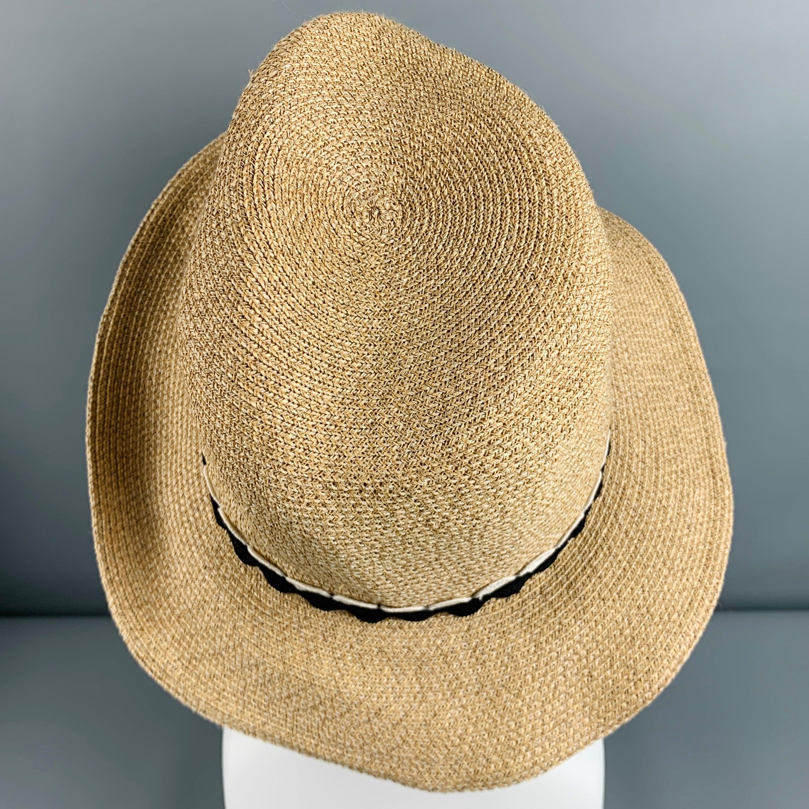 Men's EUGENIA KIM Beige Natural Woven Toyo Paper Cotton Hat For Sale