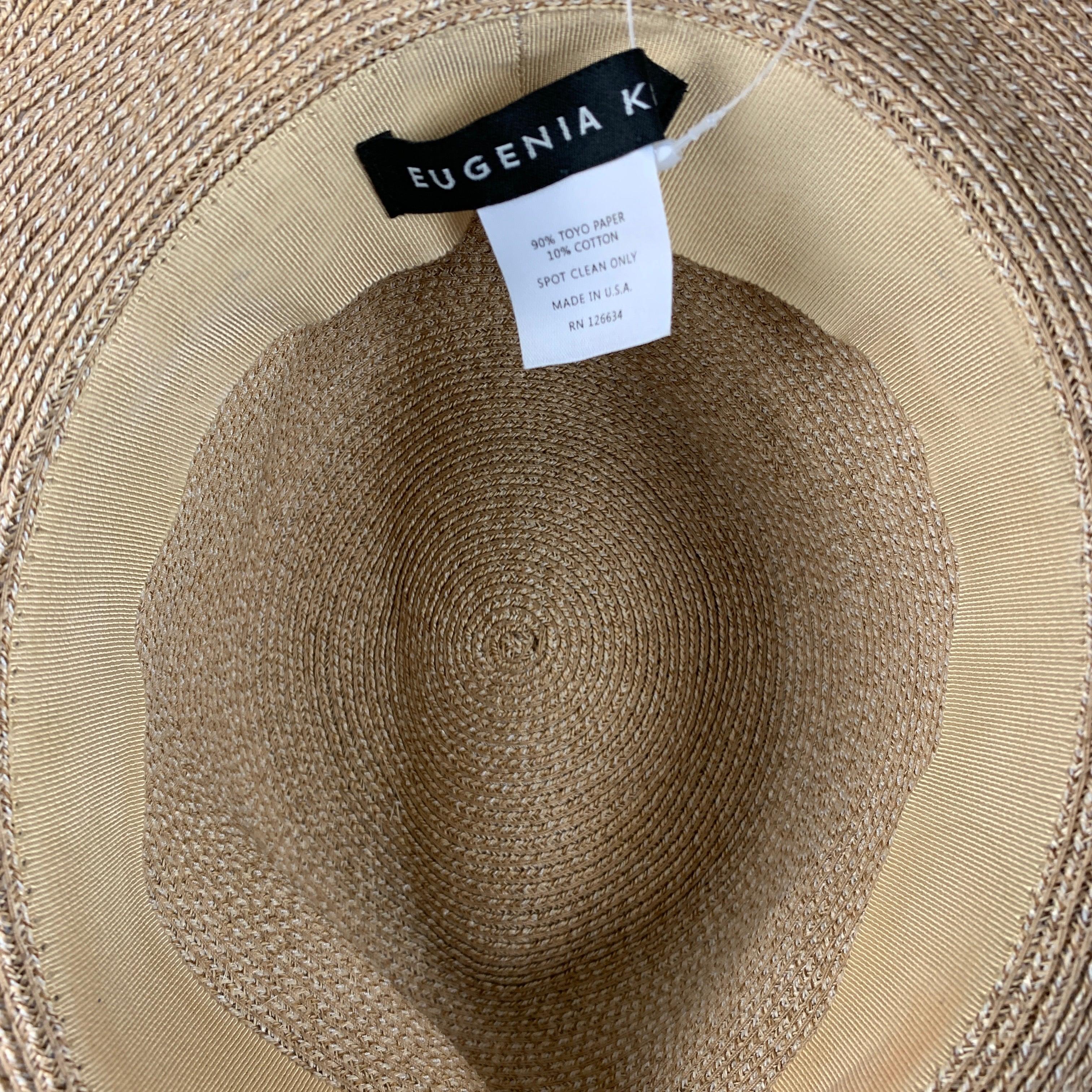 EUGENIA KIM Beige Natural Woven Toyo Paper Cotton Hat For Sale 1