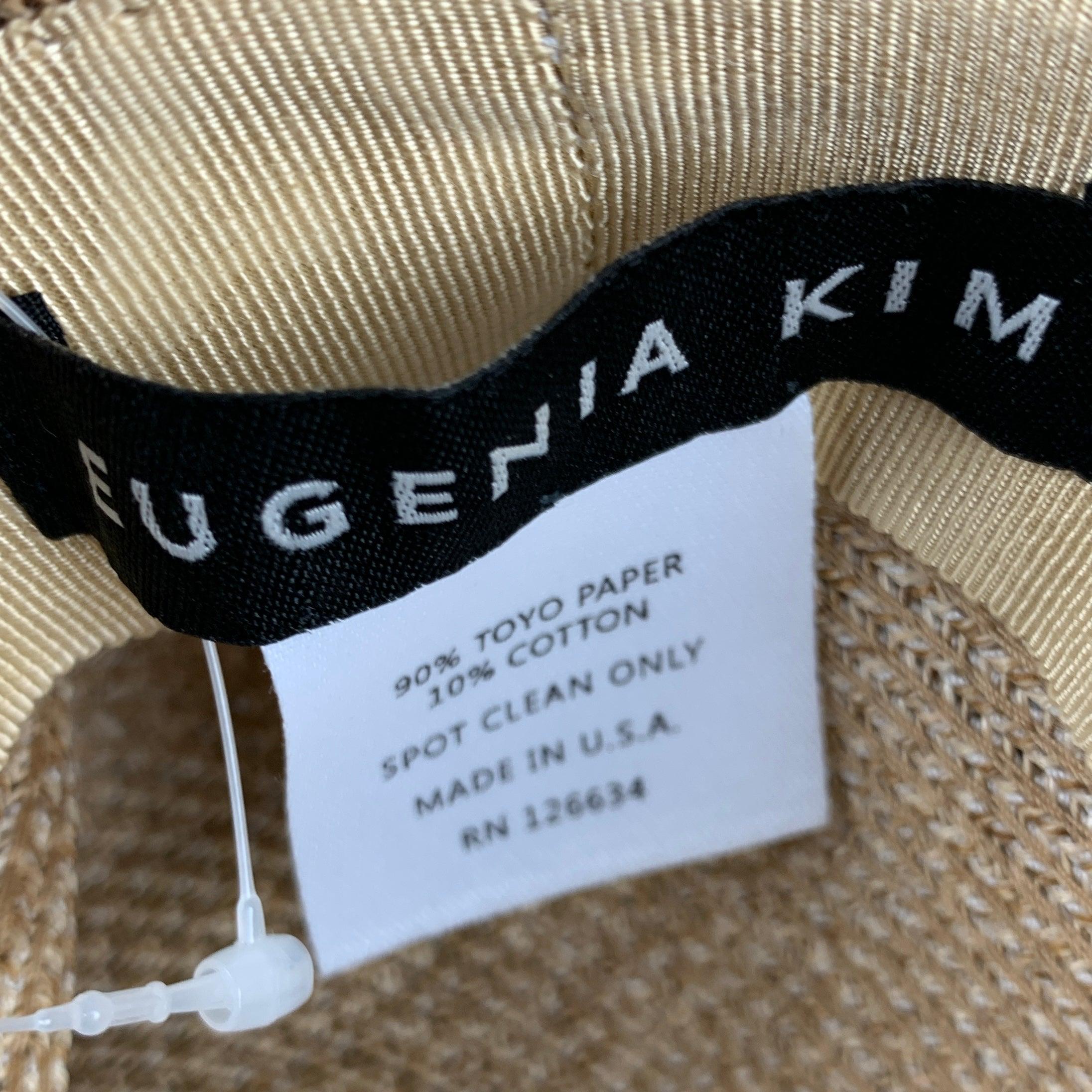 EUGENIA KIM Beige Natural Woven Toyo Paper Cotton Hat For Sale 2