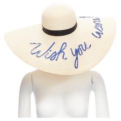 EUGENIA KIM blue sequins Wish You Were Here beige toyo paper cotton sun hat