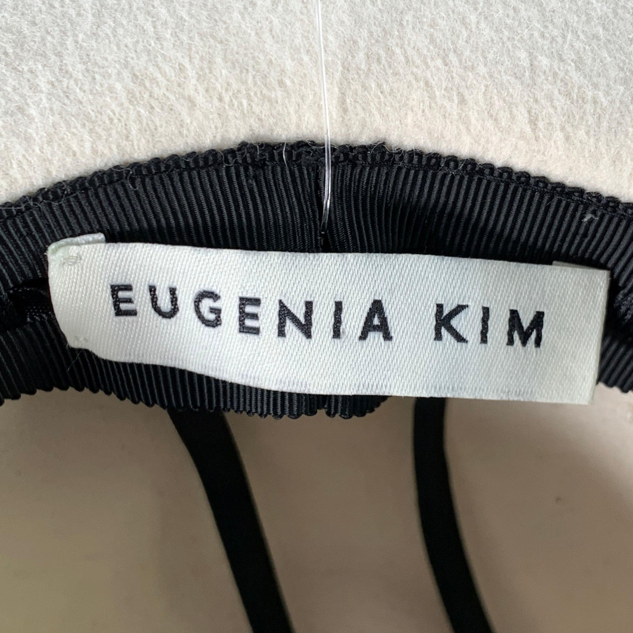 EUGENIA KIM One Size White Wool Felt Bow Trim Fedora Hat For Sale 3