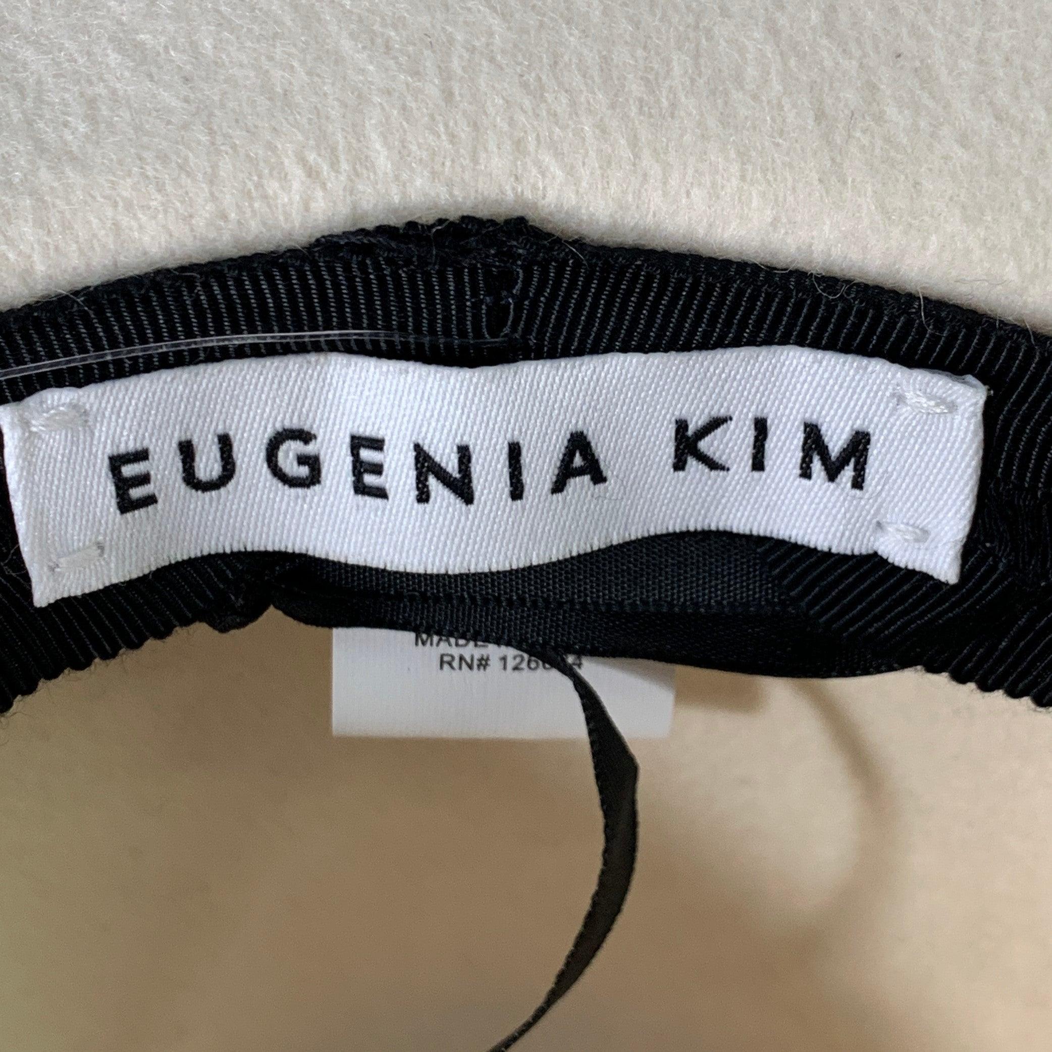 EUGENIA KIM One Size White Wool Felt Wide Brim Chain Trim Fedora Hat For Sale 1