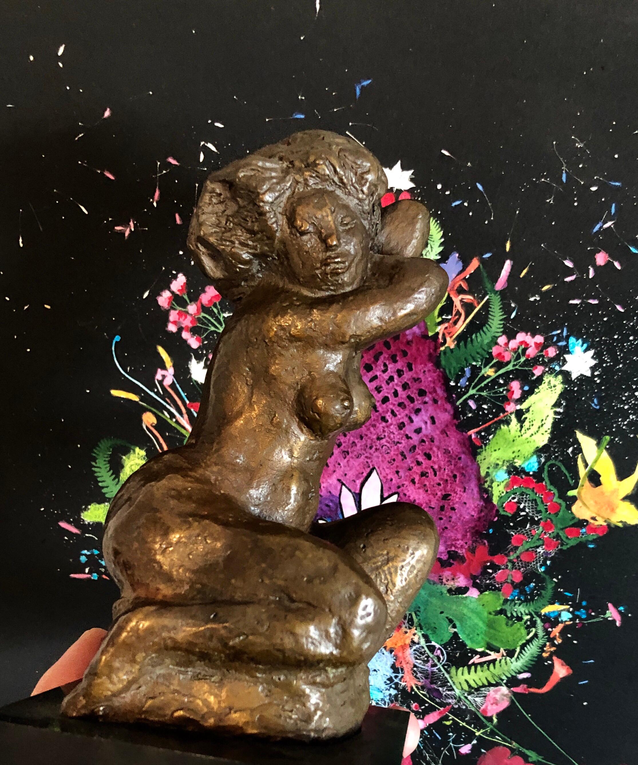 Bronze-Skulptur eines weiblichen Akts, Modernist, WPA, New Yorker Künstlerin, Chelsea Hotel 4