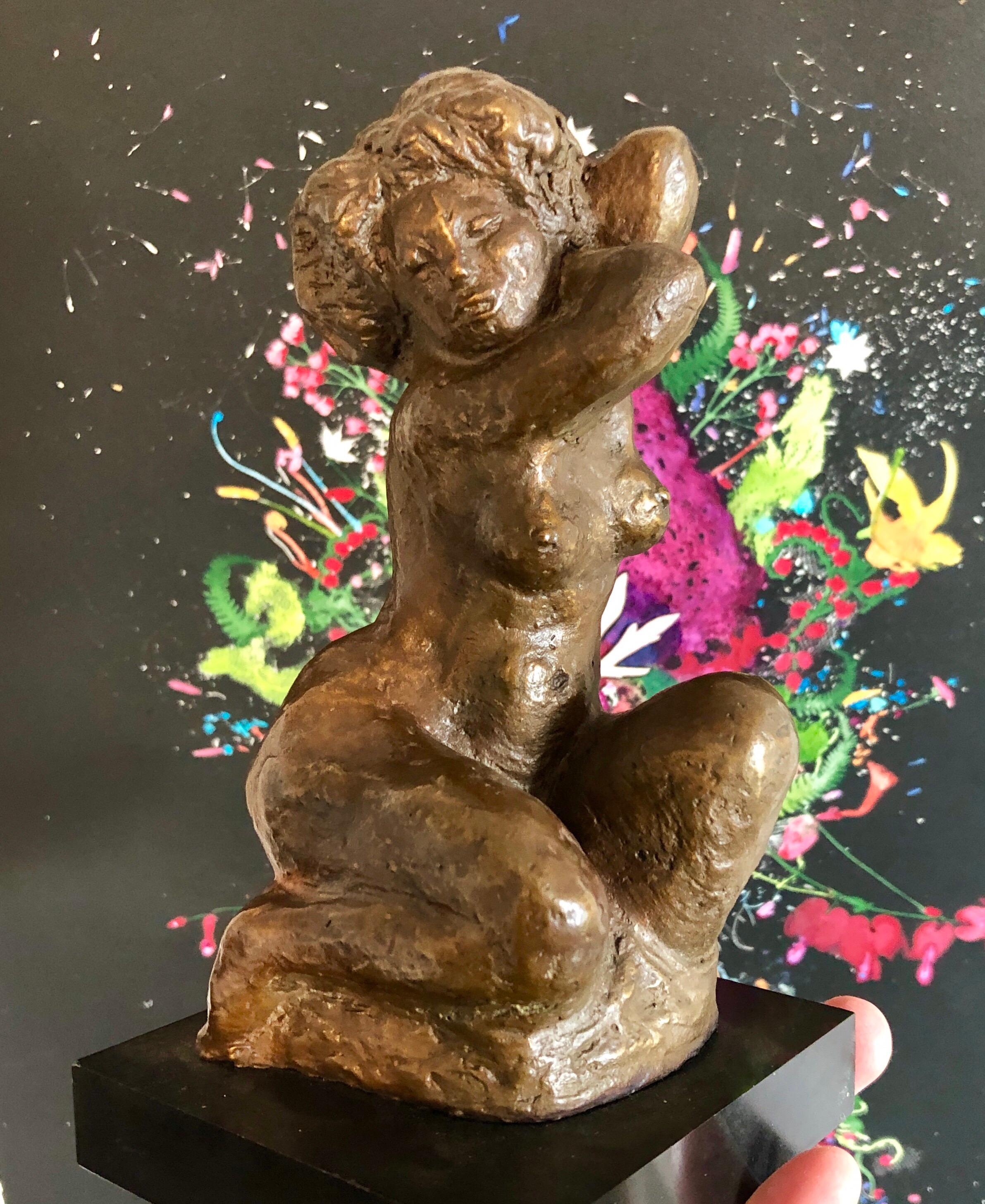 Bronze-Skulptur eines weiblichen Akts, Modernist, WPA, New Yorker Künstlerin, Chelsea Hotel 5