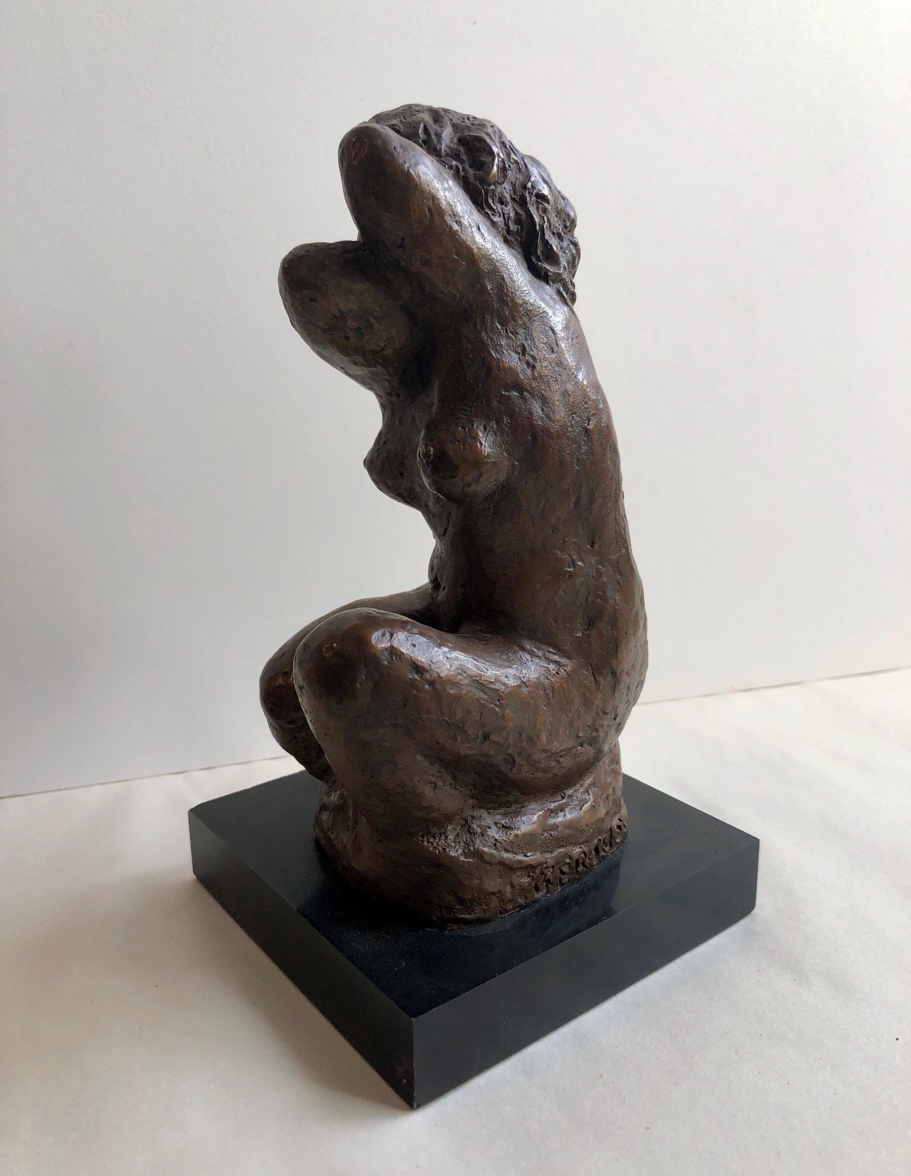Sculpture de nu féminin en bronze moderniste, WPA, artiste de l'hôtel Chelsea de New York - Or Nude Sculpture par Eugenie Gershoy