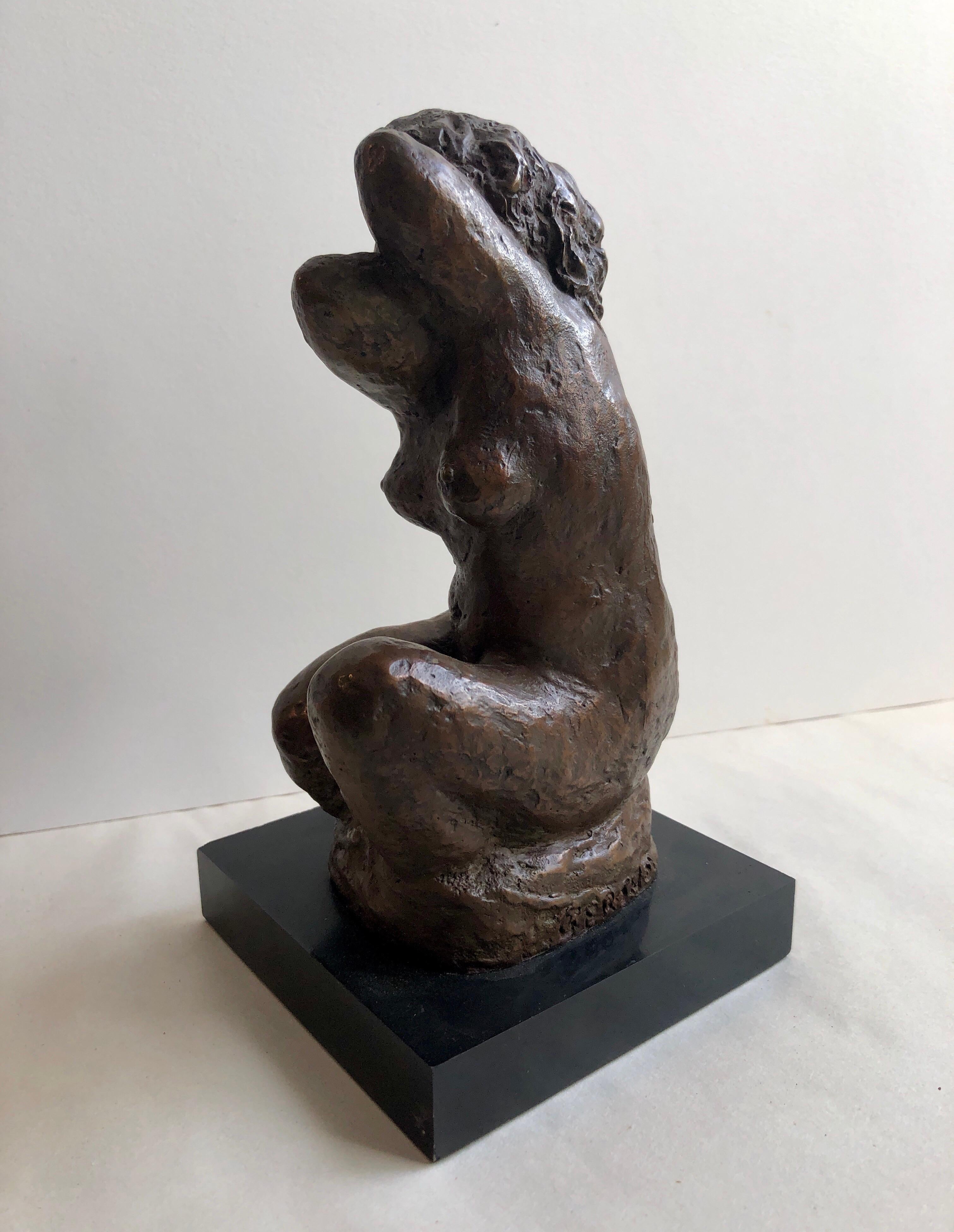 Scultura di bronzo di nudo femminile Modernista, WPA, New York Chelsea Hotel Artista - Sculpture di Eugenie Gershoy