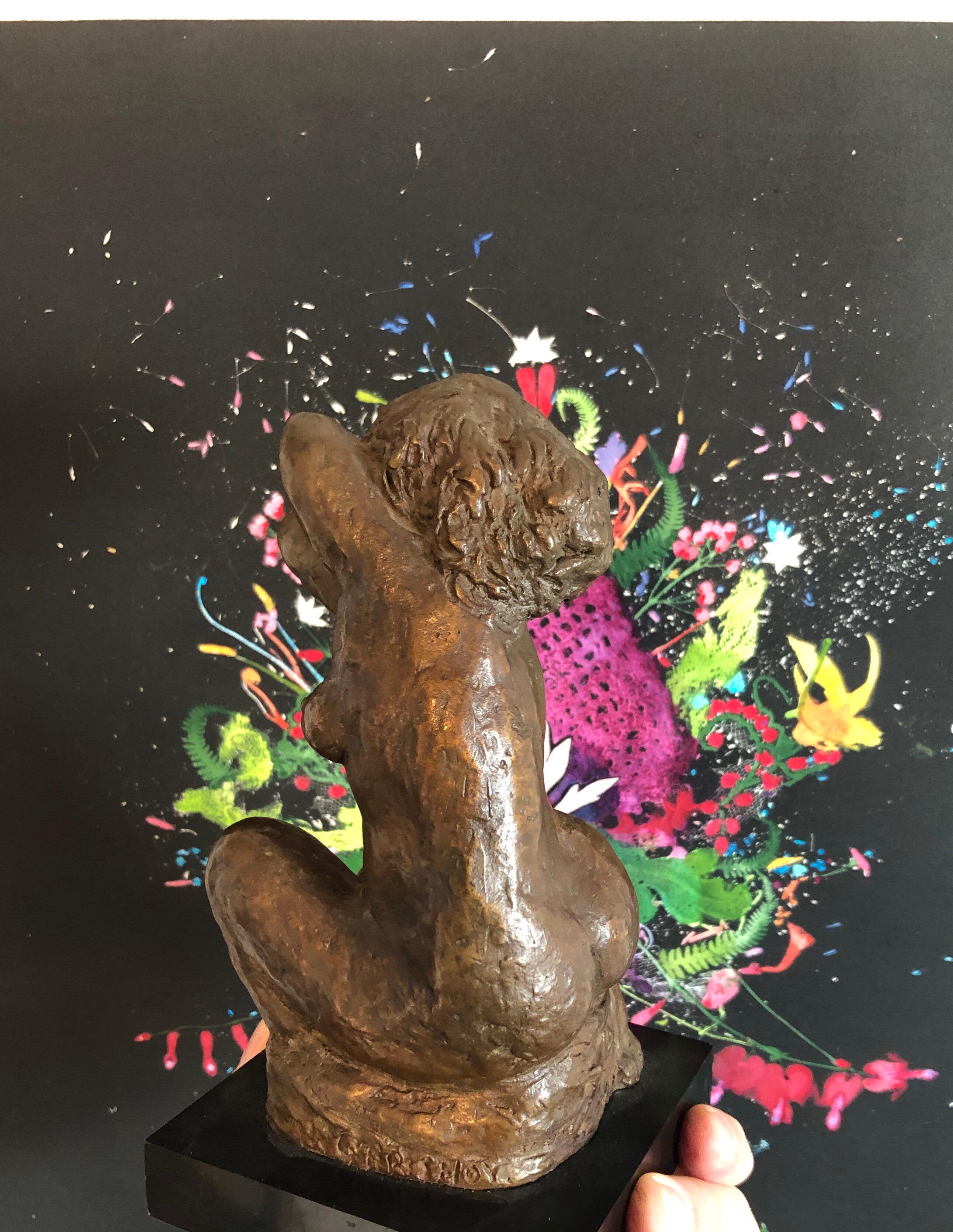 Scultura di bronzo di nudo femminile Modernista, WPA, New York Chelsea Hotel Artista in vendita 2