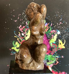 Vintage Bronze Female Nude Sculpture Modernist, WPA, New York Chelsea Hotel Artist