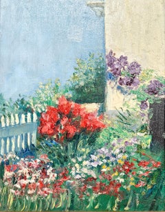 "Un angolo di sole" Eugenie M. I., Paesaggio da giardino impressionista in fiore