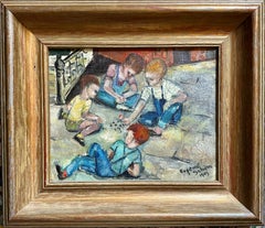 Quadro ad olio senza titolo di bambini che giocano di Eugenie Schein