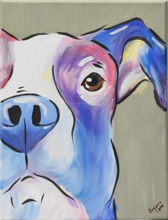 Blue & White Spotted Dog Portrait with Majestic Eyes Acrylic on Canvas available