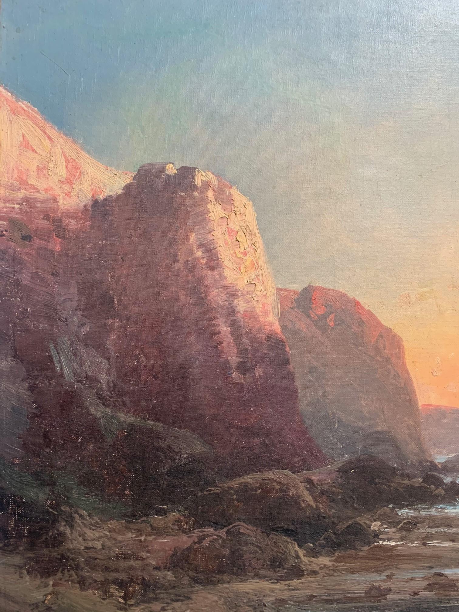 Late 19th Century Eugenio Amus, Marina, Oil on Canvas For Sale