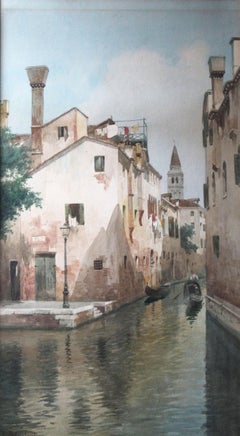 Eugenio Benvenuti "Scene Along a Venice Canal"