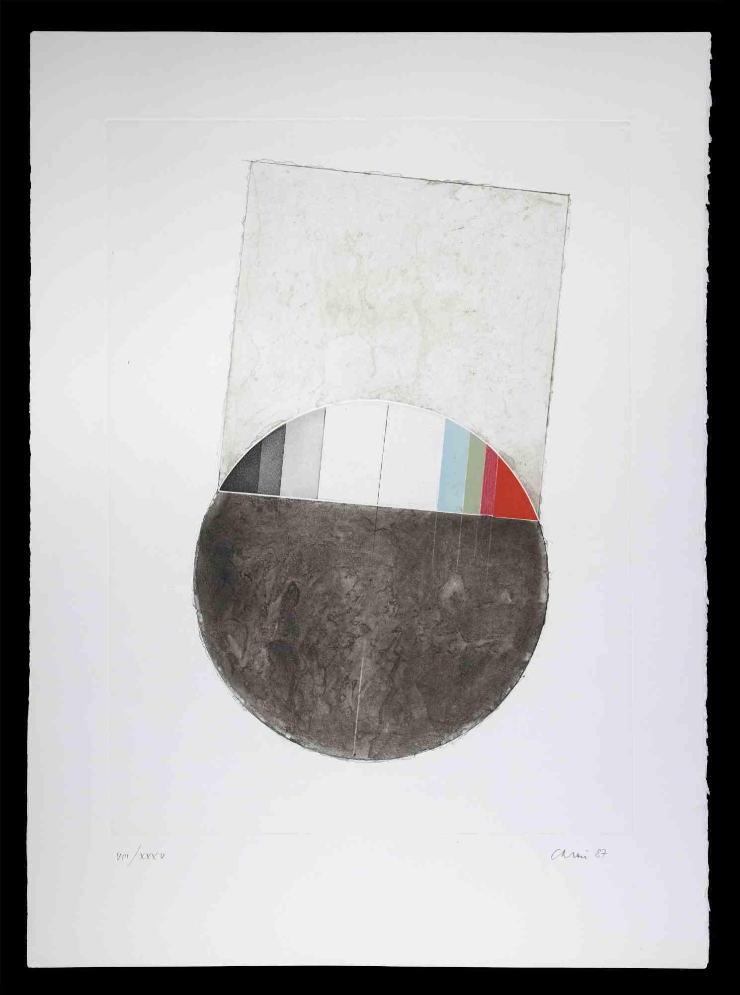 Abstract Composition is an original etching realized by Eugenio Carmi in 1987.

Good conditions

Numbered. Edition, VIII/XXXV.

The artwork is depicted in a well-balanced composition.