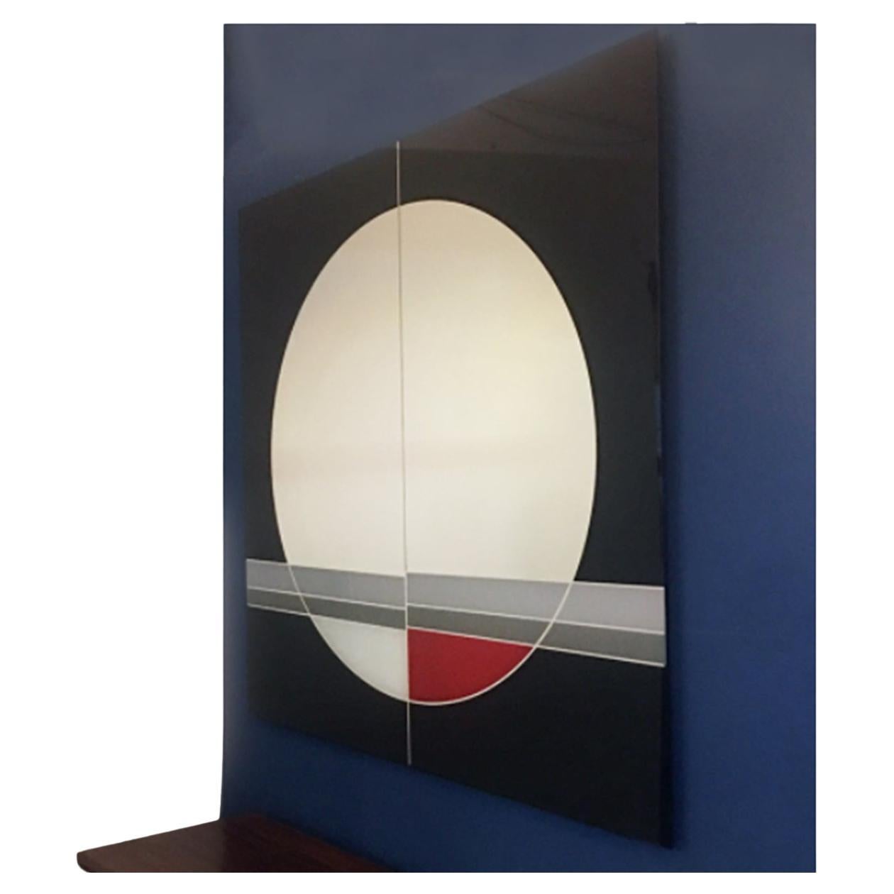 Un grande specchio da parete della collezione Morphos per Acerbis International del graphic designer Eugenio Carmi.
Eugenio Carmi (nato a Genova il 17 febbraio 1920 - D. A. Lugano, 16 febbraio 2016) è stato un esponente di spicco dell'arte astratta
