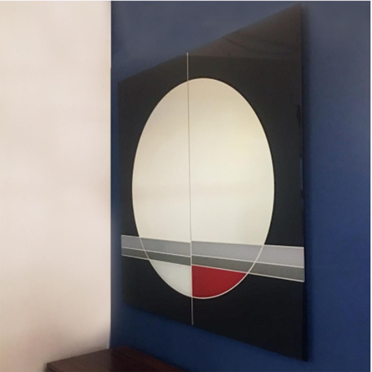 Eugenio Carmi Italian Graphic Designer Wall Mirror Morphos for Acerbis, 1980s For Sale 3