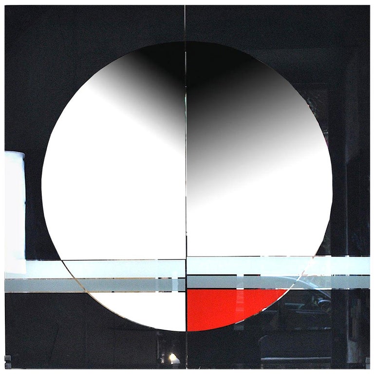 Eugenio Carmi Italian Graphic Designer Wall Mirror Morphos for Acerbis, 1980s