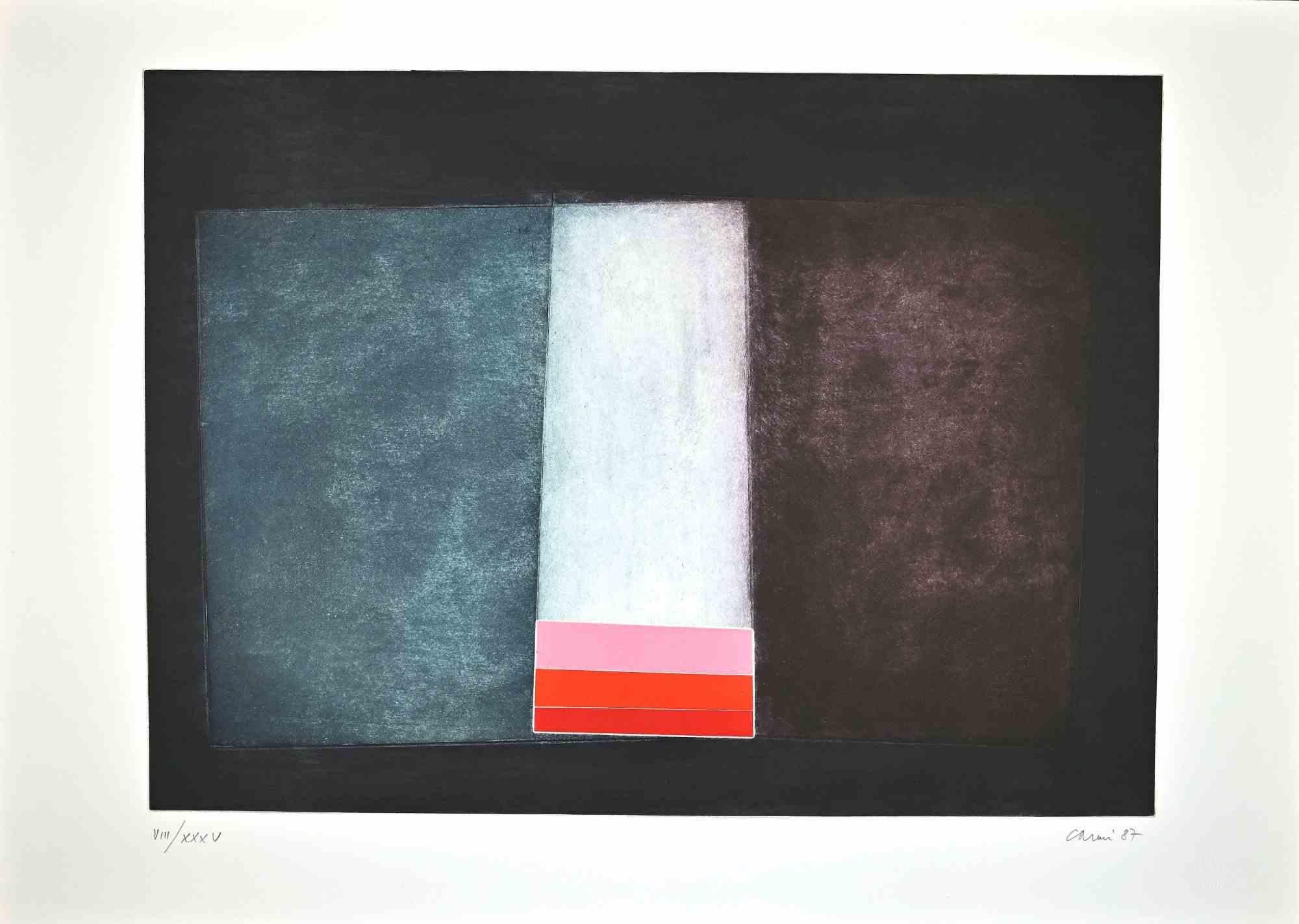 Composition abstraite - gravure d'Eugenio Carmi - 1987