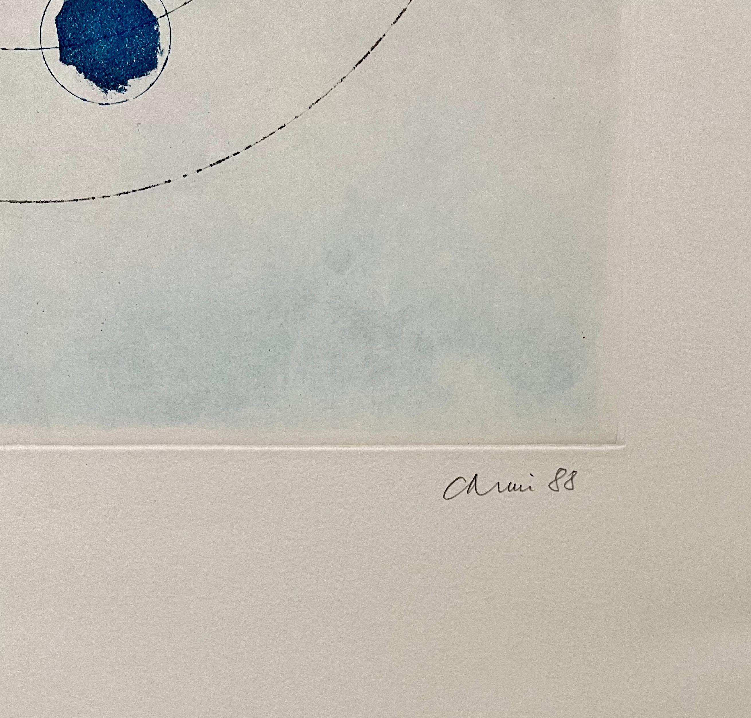 Acuarela abstracta italiana Collage Litografía Eugenio Carmi Años 80 Época Memphis en venta 4