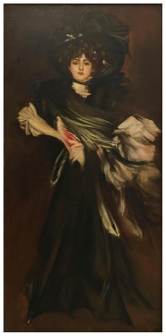 LADY IN BLACK-In the Manner of G. Bodini Italia pittura figurativa olio su tela