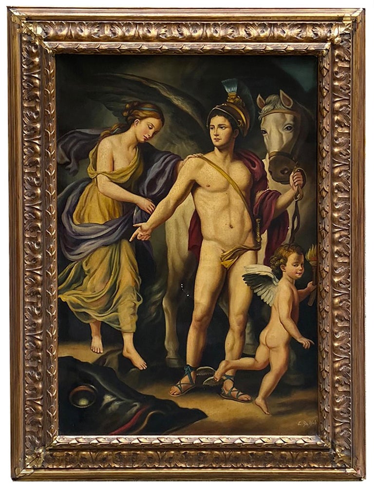Perseo and Andromeda - Oil on canvas cm.120x80, Eugenio De Blasi, Italy, 2005.
Gold gilded wooden frame available on request

This is his reinterpretation of a large ancient painting "Perseus and Andromeda" by the German painter Anton Raphael