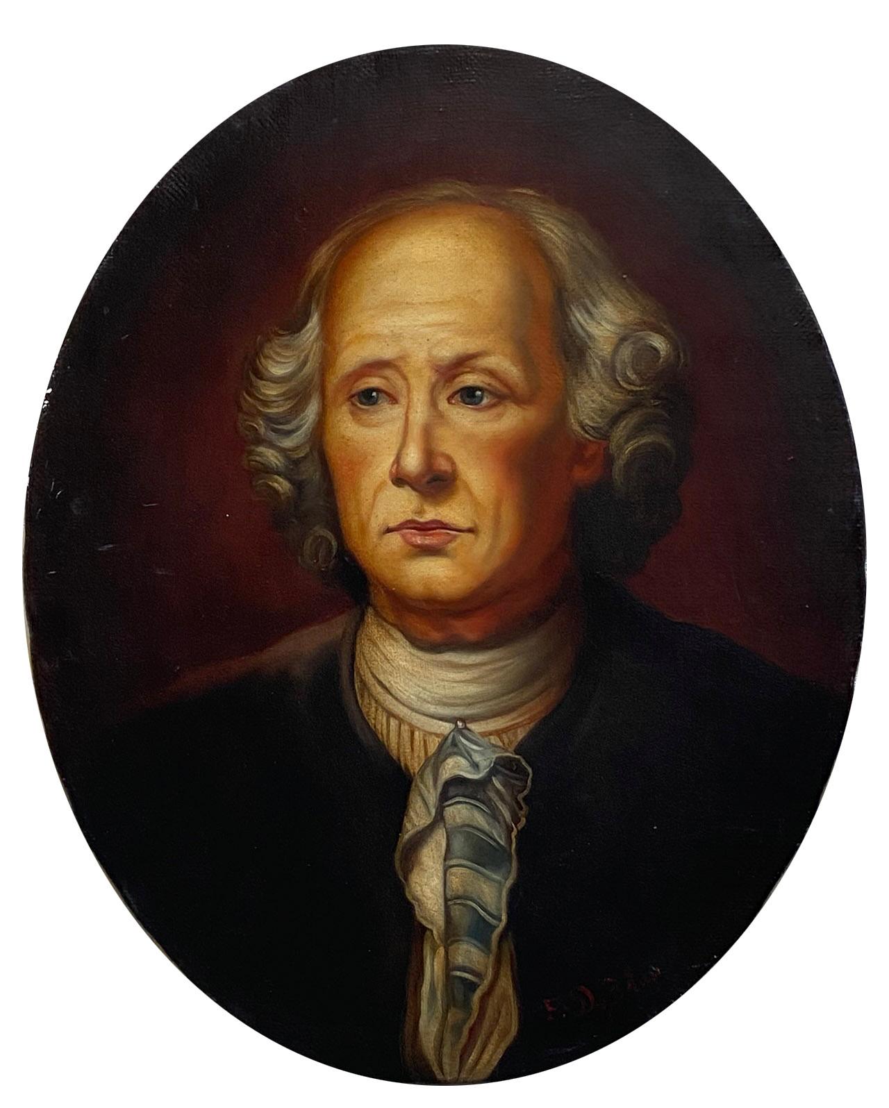 PORTRAIT OF A GENTLMEN (Portrait d'un géorgien) - Peinture à l'huile sur toile italienne - Painting de Eugenio De Blasi
