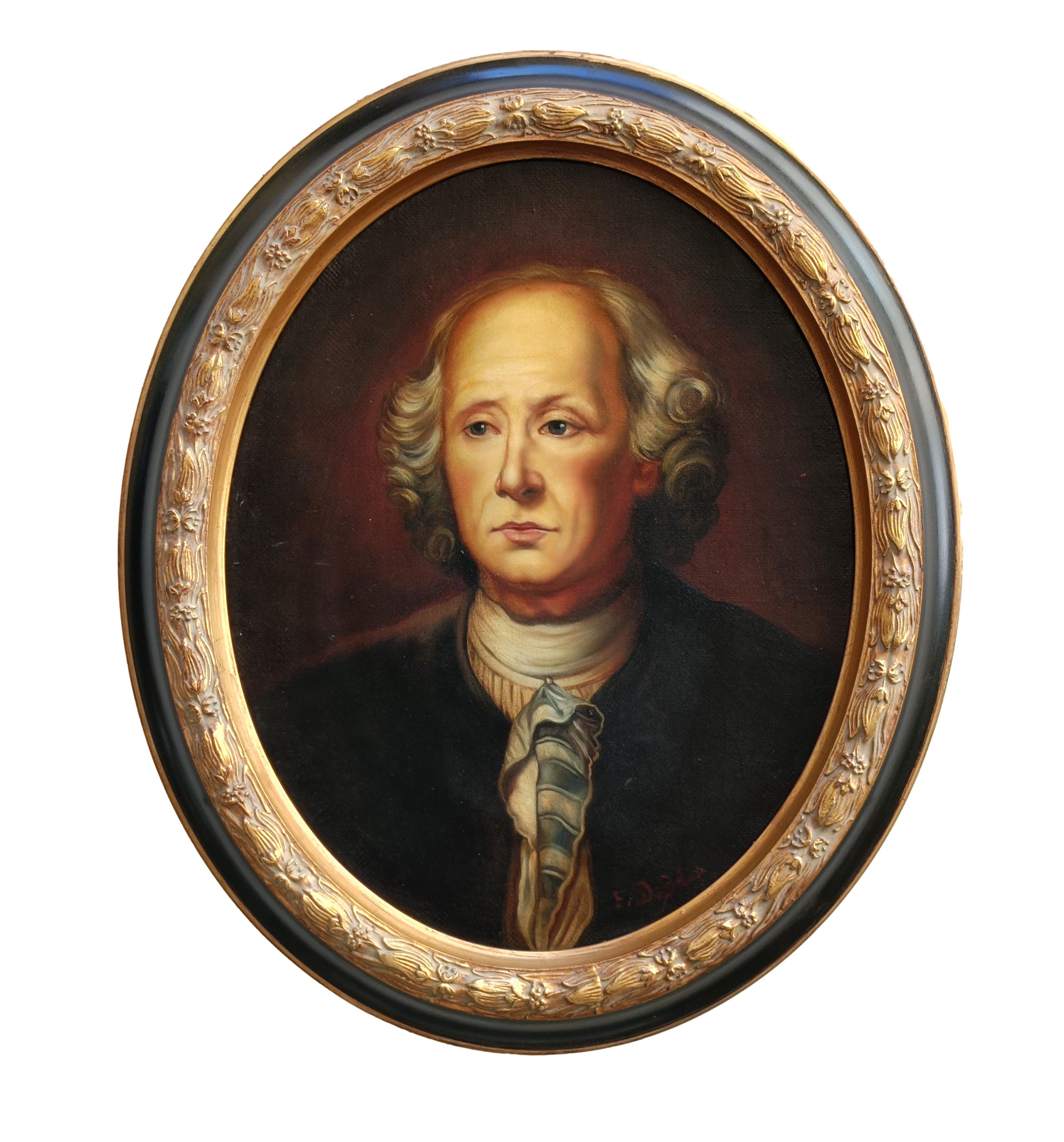 Eugenio De Blasi Figurative Painting - PORTRAIT OF A GENTLMEN - French School -Portrait Italian Oil on Canvas Painting