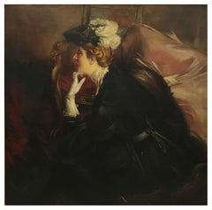 PORTRAIT OF A LADY - À la manière de G. Boldini - Portrait - Peinture à l'huile sur toile