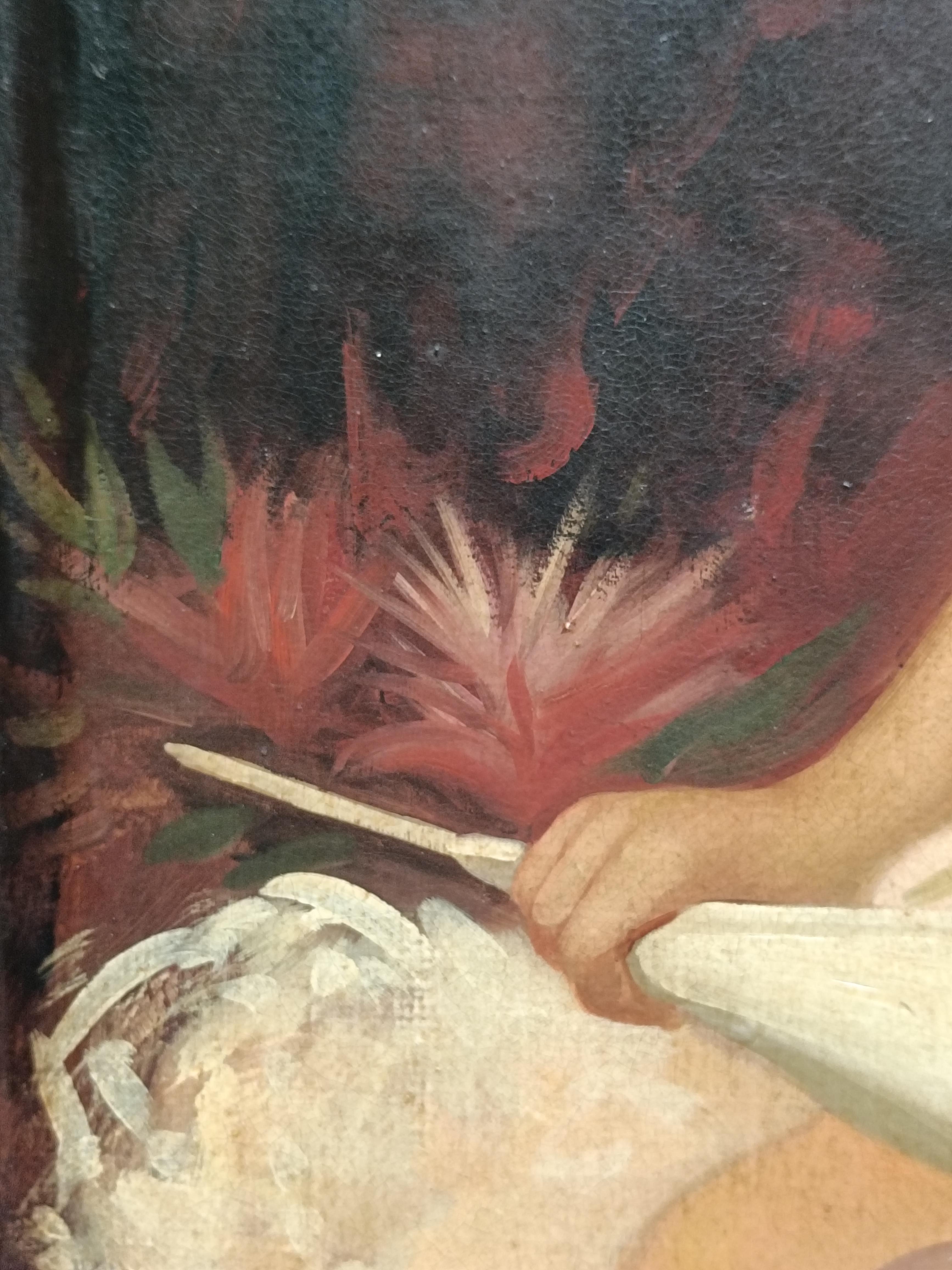 PORTRAIT OF LITTLE GIRL – Italienisches Gemälde der deutschen Schule, Öl auf Leinwand, Porträt, im Angebot 9