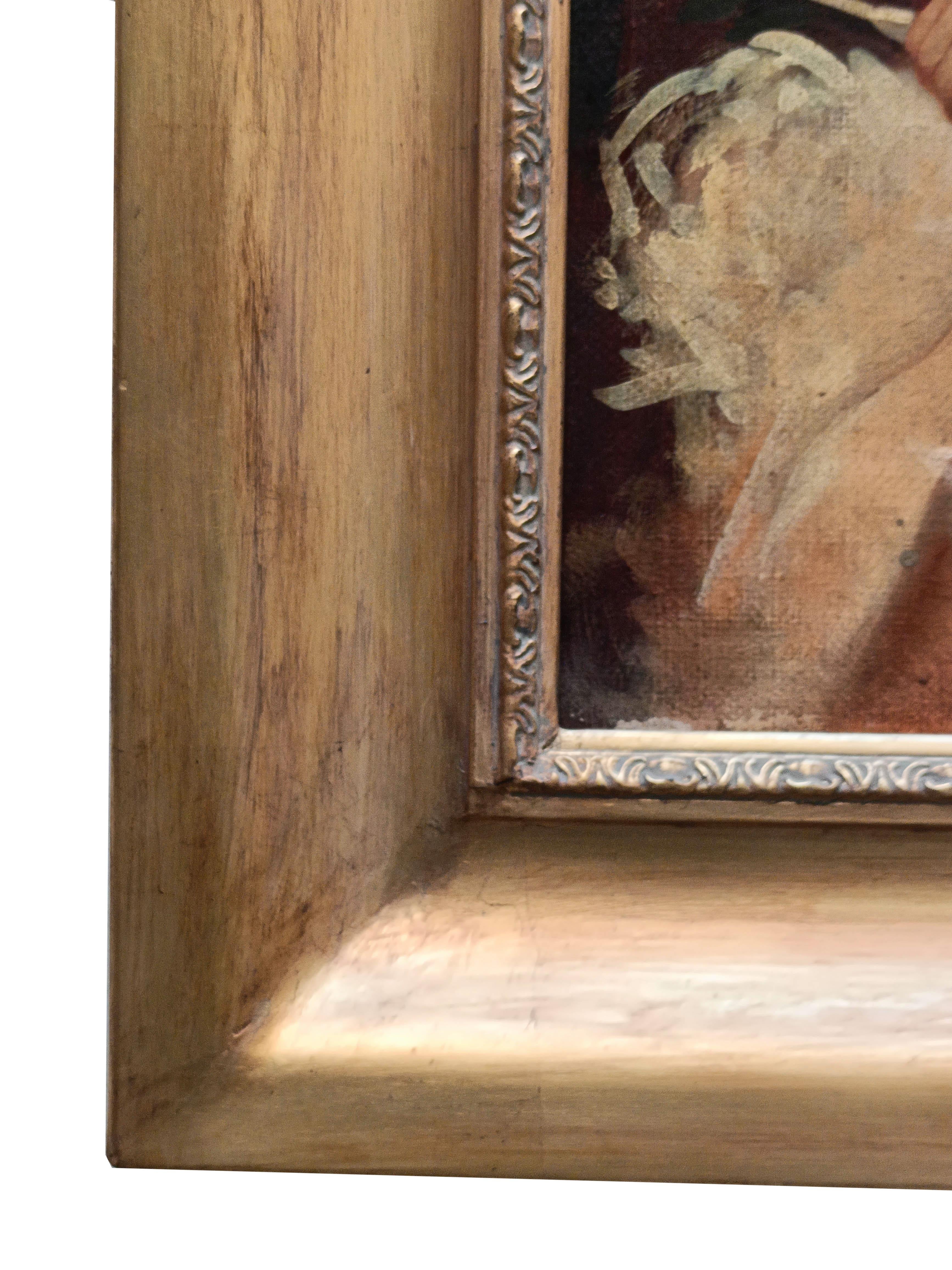 PORTRAIT OF LITTLE GIRL – Italienisches Gemälde der deutschen Schule, Öl auf Leinwand, Porträt, im Angebot 11