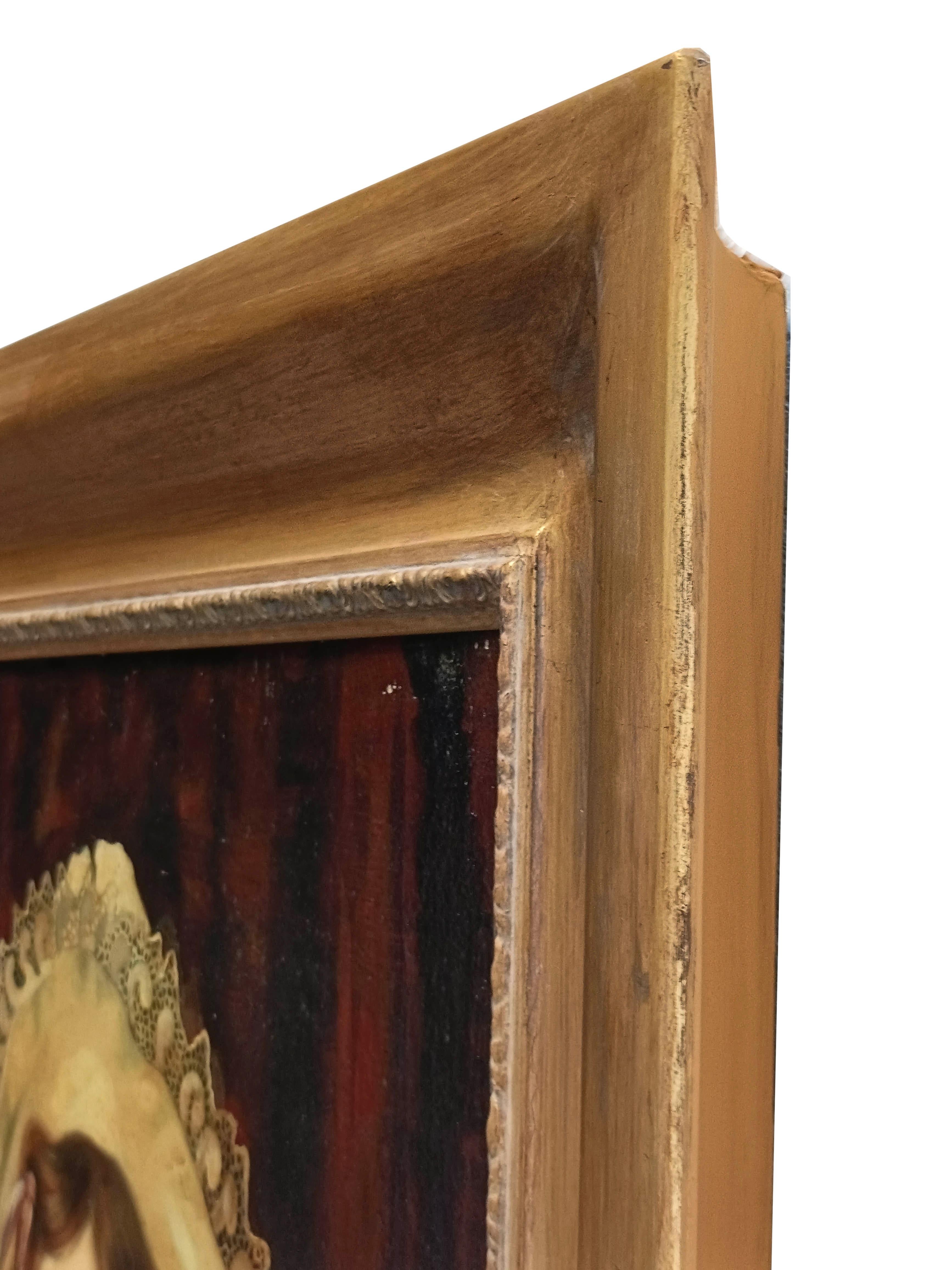 PORTRAIT OF LITTLE GIRL – Italienisches Gemälde der deutschen Schule, Öl auf Leinwand, Porträt, im Angebot 12