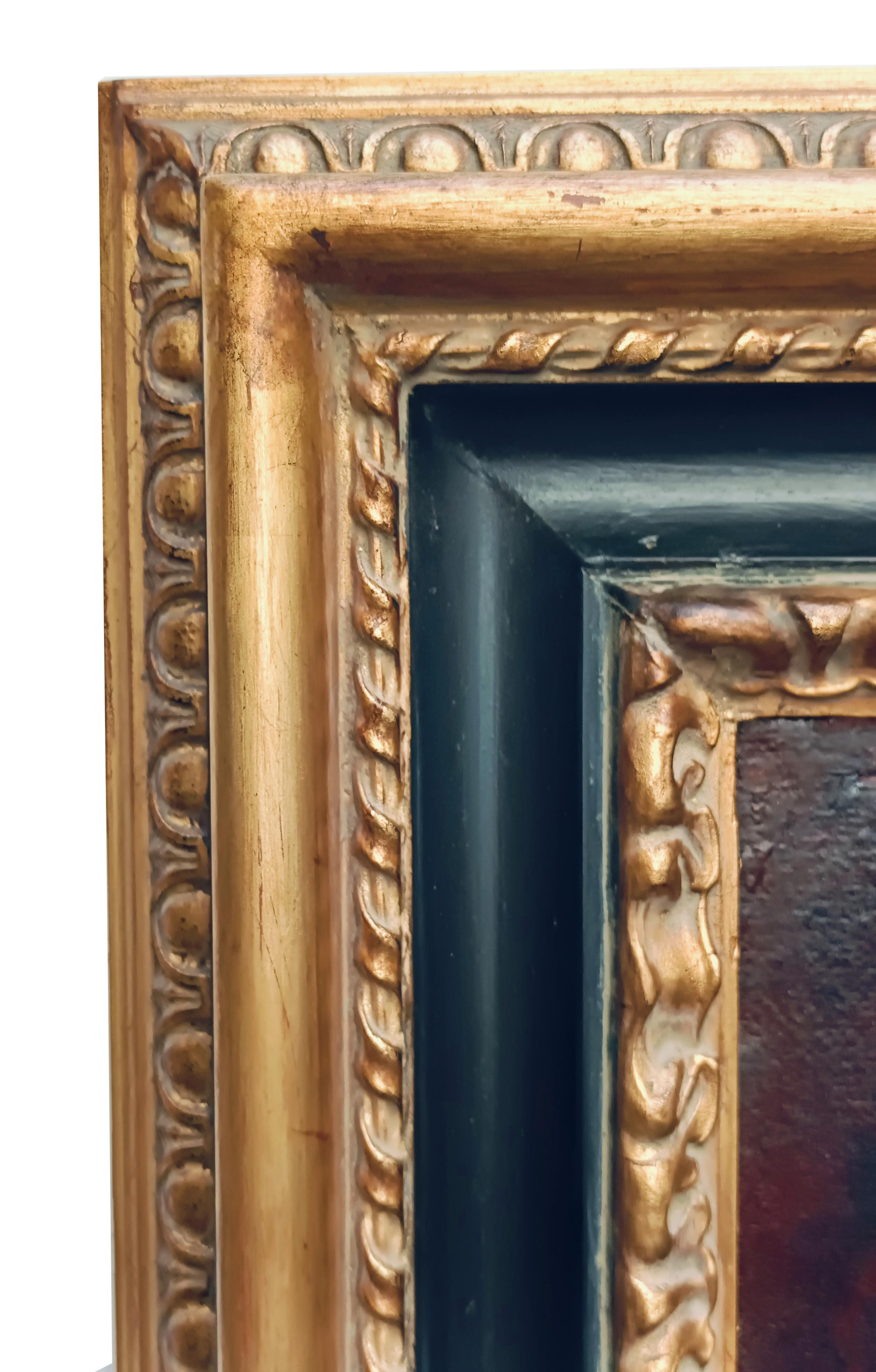 SCENE WITH MINSTREL – Eugenio De Blasi – Italien – Ölgemälde auf Leinwand im Angebot 11