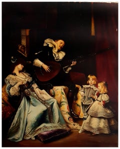 SCENA CON MINSTRELLO- Eugenio De Blasi - Italia - Pittura ad olio su tela