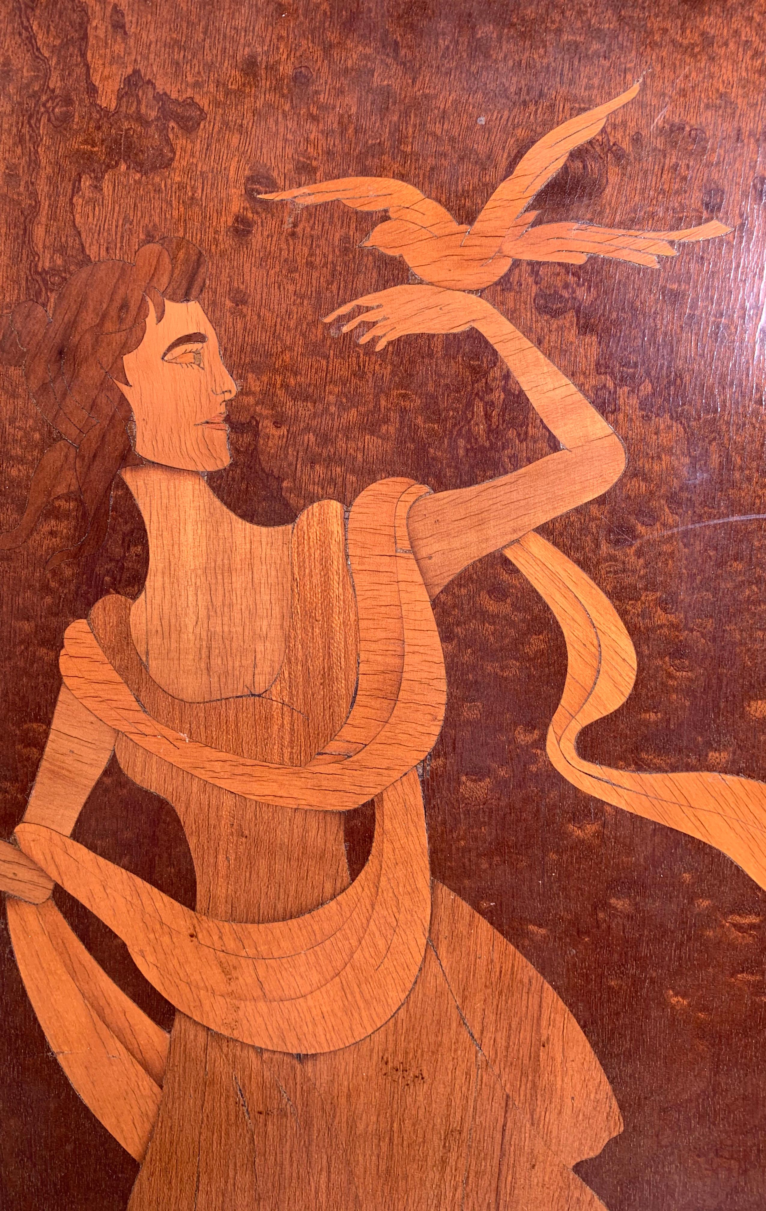 20th Century Large Eugenio Diez Illuminated Marquetry Wall Hangings or Cabinet Doors For Sale