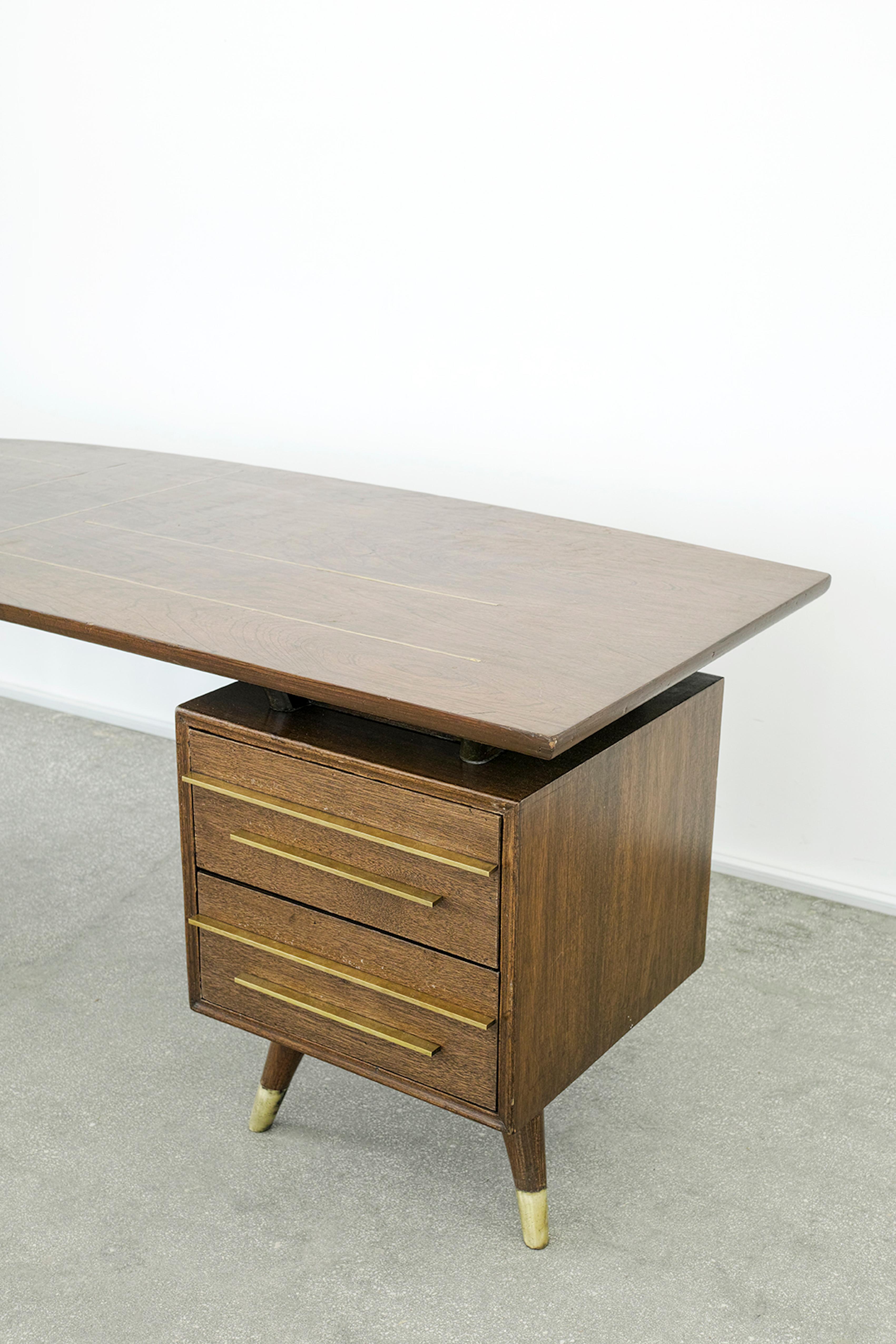 Mexican Eugenio Escudero Mid-Century Desk, Mexico, 1950s For Sale